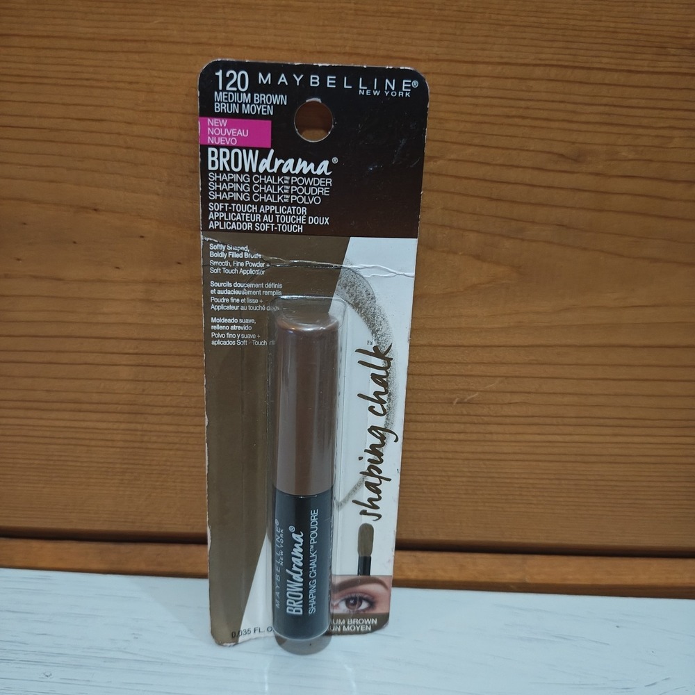 Maybelline Brow Drama Shaping Chalk Powder #120 Medium Brown. Manufacture Sealed